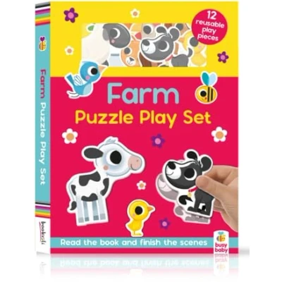 Image of Bookoli Busy Baby Farm Puzzle Play Set Board Book Interative Activity For Toddlers and Children