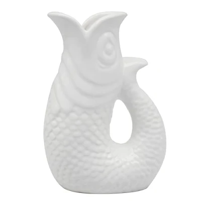 Image of The Leonardo Collection Fish Jug/Vase White 20cm for Kitchen &amp; Home Ceramic Or Glass Jug Multiple Use Beautiful Cream Milk Vase Daily Can Be Used As Water Too