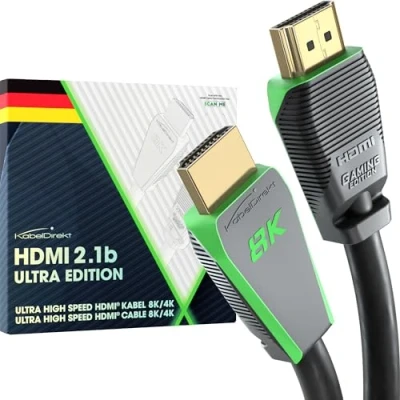 Image of 8K HDMI Cable, 2.1 b, certified Ultra Edition for maximum performance 3m (48G, High Speed 2.1, 10K, 8K@60Hz &amp; 4K@144Hz, Gaming PC/PS5/Xbox, certificate, grey) CableDirect