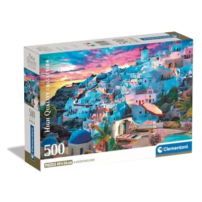 Image of Clementoni Jigsaw Puzzle Collection Greece View 500 Pieces Poster Included, For Adults 14 99 Years, Gift Men/Women, City, Greece, Landscape, Made In Italy, 35540