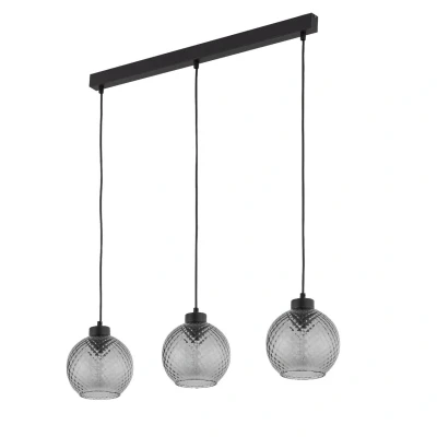 Image of Devon Bar Pendant Ceiling Light Black, Graphite Glass 3xE27