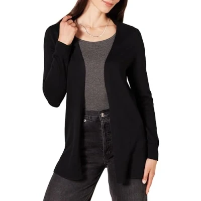 Image of Amazon Essentials Women&#039;s Lightweight Open Front Cardigan Jumper (Available in Plus Size), Black, L