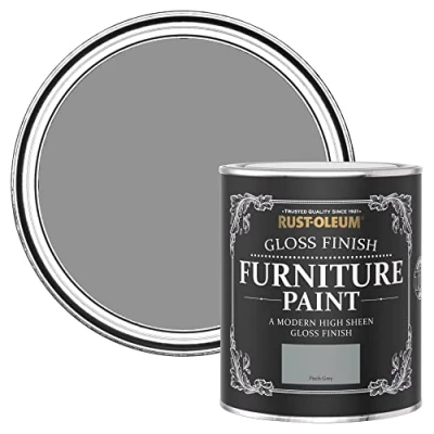 Image of Rust Oleum Grey Furniture Paint in Gloss Finish Pitch 750ml