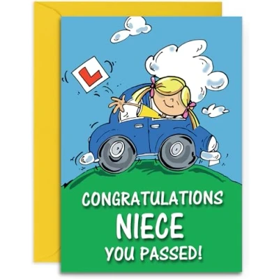Image of Niece Driving Test Pass Congratulations Card Medium Sized