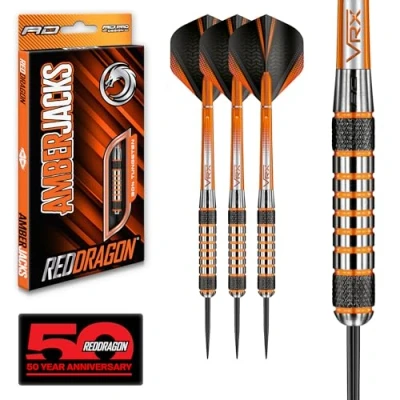 Image of RED DRAGON Amberjack 7: 26g Tungsten Darts Set with Flights &amp; Dart Stems (Shafts) Professional 90% Premium Available in 22g, 23g, 24g, 25g, 26g, 27g, 28g, 30g