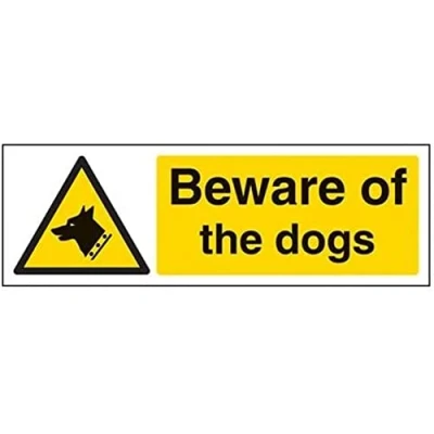 Image of V Safety Beware Of The Dogs Warning Sign 300mm x 100mm 1mm Rigid Plastic
