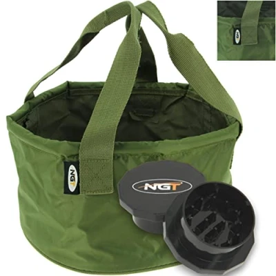 Image of NGT Groundbait Carp Coarse Fishing Bait Mixing Bowl + Boilie Grinder Crusher