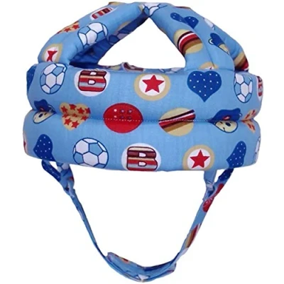 Image of AOOPOO Baby Safety Helmet, Adjustable Toddler Protective Cap, Soft Helmet Infant Anti Fall Collision Head Protection Hats for Learning to Climb and Walk (Blue Football)