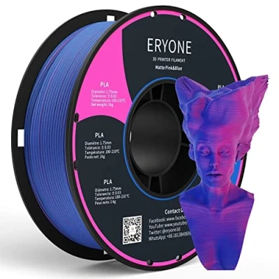 Image of ERYONE Matte PLA Filament 1.75mm, 3D Printer Filament, +/ 0.03mm, 1kg (2.2lbs)/Spool,Dual Pink&amp;Blue