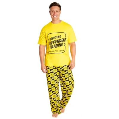 Image of Only Fools and Horses Mens Pyjamas Set Nightwear T Shirt &amp; Long Bottoms PJs Lounge Wear Sizes 3 XL Gifts for Him (Yellow, XL)