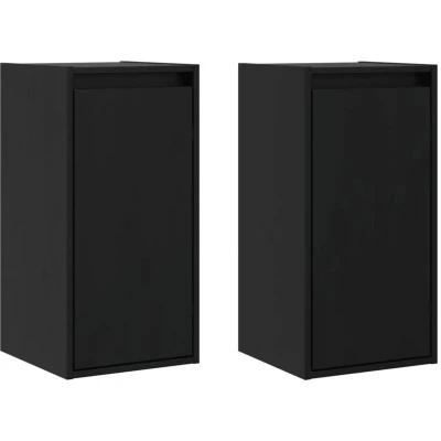 Image of vidaXL Wall Cabinets 2 pcs Black 30x30x60 cm Solid Wood Pine