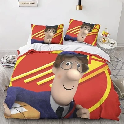 Image of LENTLY Postman Pat Duvet Cover Boys Kids Bedding Set Comforter Microfiber Decor with A Sense of 3D Print 3 Piece Quilt Zipper Closure Soft Double（200x200cm）