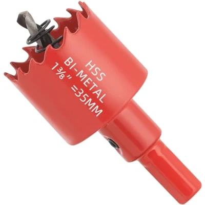 Image of GARHWAL Bi Metal Hole Saw 35 mm with Arbor and Pilot Bit Smooth Fast Cutting for Wood, Plywood, Plastic, Drywall, Thin Sheets, More Ideal Ceiling Light Installation DIY Projects