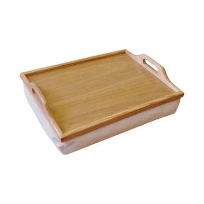 Image of Aidapt Wooden Lap Tray with Handles and Cushion on Side Give Great Stability Lightweight for Carrying Fully Portable, Use in any Room Easy Clean Eat, Read, Work your Top