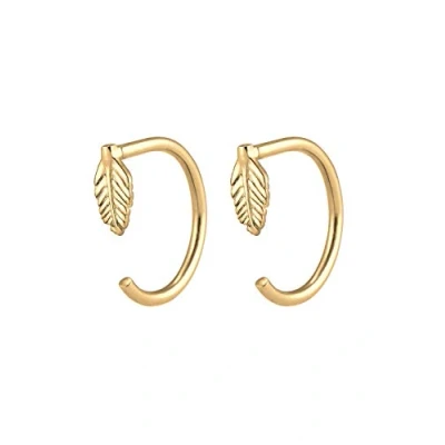Image of Elli Women Creole Feather Boho 925 Silver Gold Plated Earrings 0302942717
