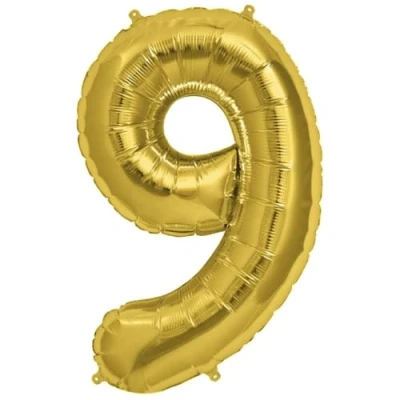 Image of Gold Number 9 Foil Balloon, 101cm