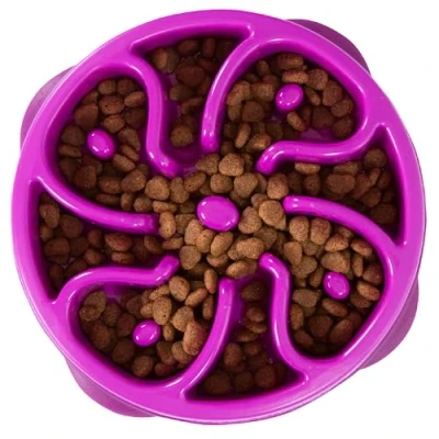 Image of Outward Hound Fun Feeder Slo Bowl, Slow Dog Medium/Mini, Purple