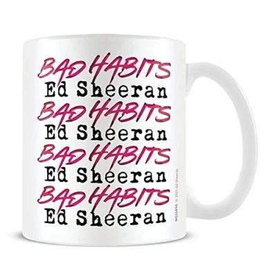 Image of Pyramid International Ed Sheeran Coffee Mug with Bad Habits Repeat Design in Presentation Gift Box 11oz Official Merchandise