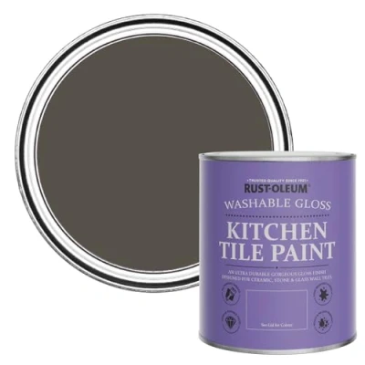 Image of Rust Oleum Brown water resistant Kitchen Tile Paint in Gloss Finish Fallow 750ml