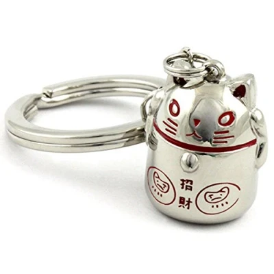 Image of Lucky Cat Maneki Neko Stainless Steel Keyring