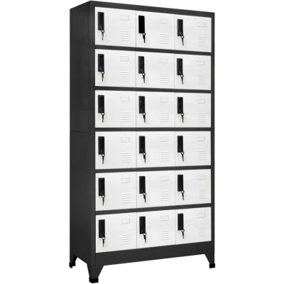 Image of vidaXL Locker Cabinet Anthracite and White 90x40x180 cm Steel