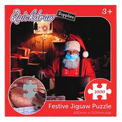 Image of Christmas Jigsaw Puzzle 1000 Pieces for Adults Santa Claus Father Workshop Grotto Mask