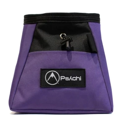 Image of Psychi OG Chalk Bucket Bag with Storage Pockets and Carry Strap For Rock Climbing Bouldering Gym (Berry Purple)