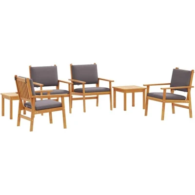 Image of vidaXL 6 Piece Garden Dining Set with Cushions Solid Wood Acacia