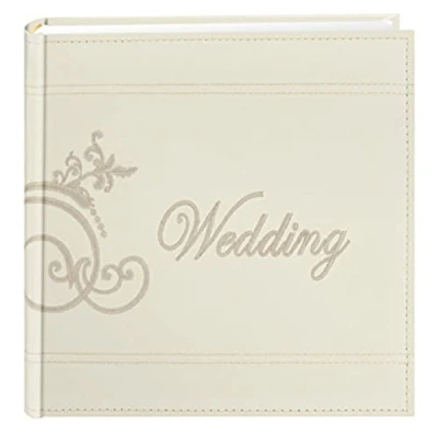Image of Pioneer Photo Albums Embroidered Scroll and Wedding Sewn Leatherette Cover Album, Ivory,