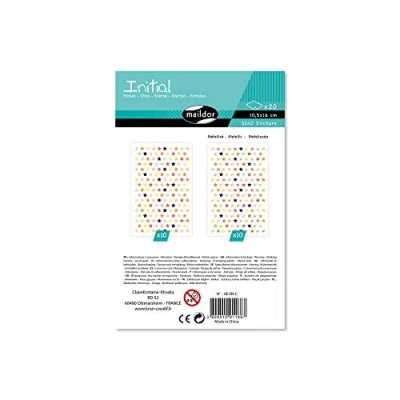 Image of Maildor Ref AE186C Initial Stickers (Bumper Pack of 20 Sheets) Geometric Star Designs 16 x 10.5cm, Brightly Coloured Stickers, Contains 3240 in Total