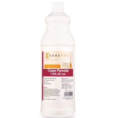 Image of Kobe Cream Peroxide Works with All Brands of Hair Bleach, Colour / Tint &amp; Lightening Powder Choice Strength Pack Size 1 Litre 7.5% (25 vol)