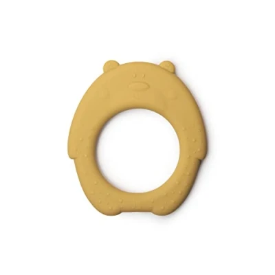 Image of J.Børn Baby Silicone Teether Teething Toy for Babies Multisensory Stimulation Easy to Grip Ring 100% BPA, PVC &amp; Phthalate Free Soothing Essentials Ages 3 Months+ (Mustard)
