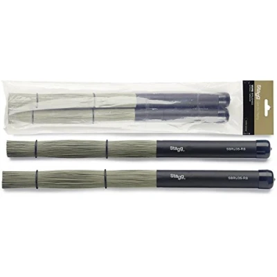 Image of Stagg SBRU35 RS Polybristle Straw brushes with Black Rubber Handle Grip