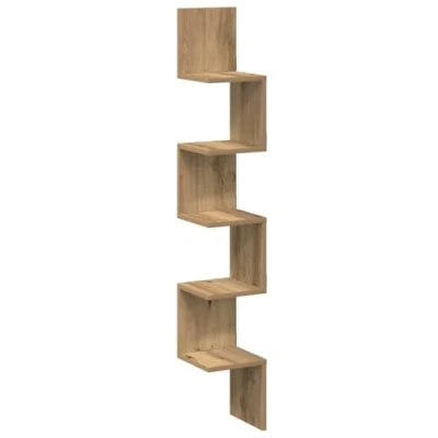 Image of vidaXL Wall Corner Shelf Artisan Oak 20x20x127.5 cm Engineered Wood