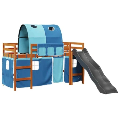 Image of Kids&#039; Loft Bed with Tunnel Blue 80x200 cm Solid Wood Pine Vidaxl