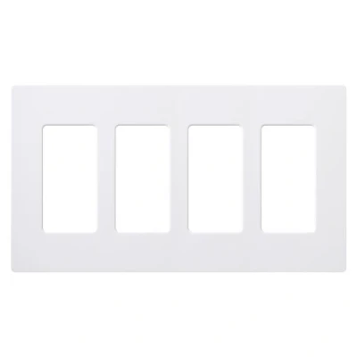 Image of Lutron Claro 4 Gang Decorator/Rocker Wallplate, Gloss, White (12 Pack) CW WH