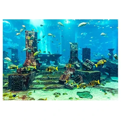 Image of Fish Tank Sticker, Aquarium Background PVC Coral Underwater Poster Wall Decorations Sticker (91 x 50cm)