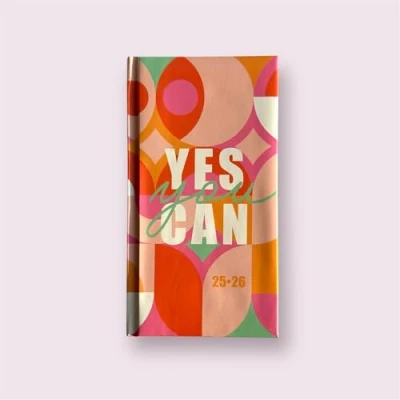 Image of Premium Slim Hardback Academic Diary 2025 2026 WTV Paper Week to View Mid Year Slimline Fashion Cover Diary, Planner (Yes You Can)