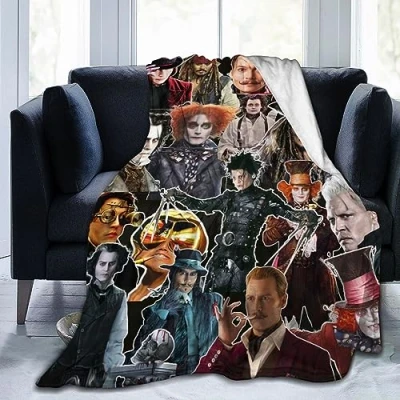 Image of Throw Blankets Johnny Depp Soft and Comfortable Warm Fleece Blanket for Sofa, Office Bed car Camp Couch Cozy Plush Beach