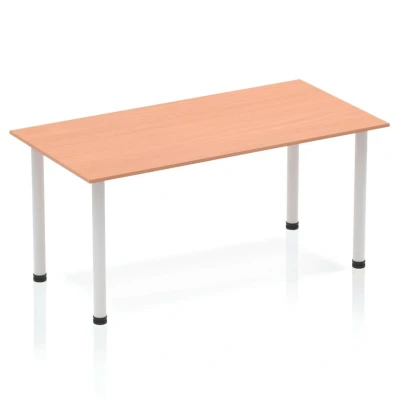 Image of Impulse 1400mm Straight Table Beech Top Silver Post Leg BF00167