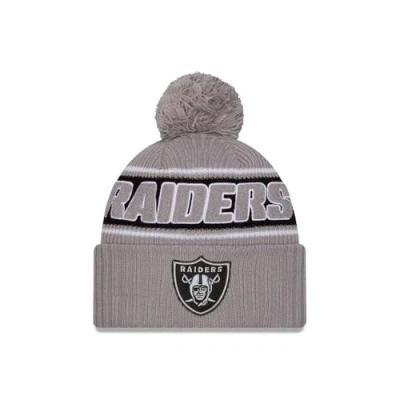 Image of New Era Las Vegas Raiders NFL 2024 Sideline Sport Knit Grey Bobble Hat