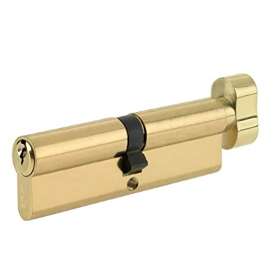 Image of Yale P ET3030 PB Euro Cylinder Lock Thumbturn 30/30 (70mm) / 30:10:30 Brass Finish Standard Security