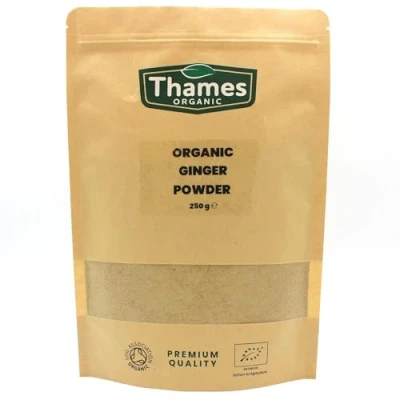Image of Organic Ginger Powder 250g No Additives or Preservatives Raw, Vegan, GMO Free, Certified Flavorful, Aromatic Spice for Cooking, Baking, and Tea Thames