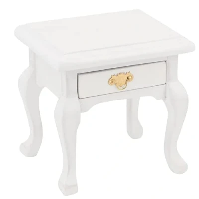 Image of Tnfeeon 1:12 Doll House Decor Furniture Bedside Table, Delicate White Multipurpose European Cabinet Dollhouse Decoration