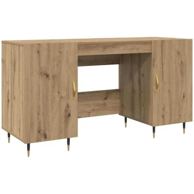 Image of vidaXL Desk with Shelf Artisan oak 140 x 50 75 cm Engineered wood