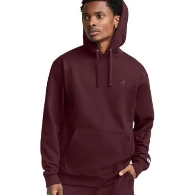 Image of Champion Men&#039;s, Powerblend, Fleece Comfortable Hoodie, Sweatshirt (Reg. Or Big &amp; Tall), Maroon C Logo, S