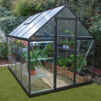 Image of 6&#039; x 8&#039; Palram Canopia Hybrid Grey Greenhouse (1.85m 2.41m)