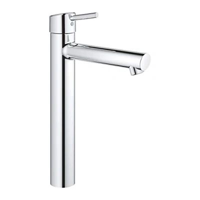 Image of GROHE Concetto Single Lever Basin Mixer with Smooth Body an Eco Friendly Tap in Chrome Extra High Spout for Freestanding Basins Easy to Install 23920001