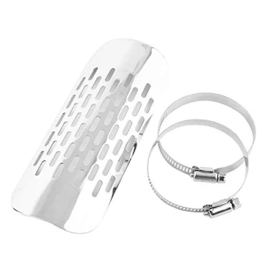 Image of For Motorbike Heat Shield Universal Motorcycle Exhaust Muffler Pipe Cover (Silver)