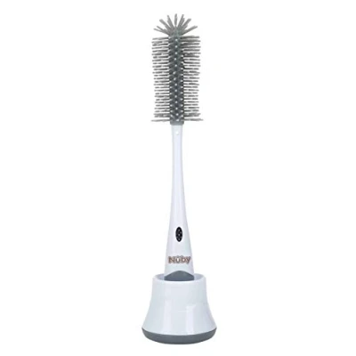 Image of Nuby Bottle Brush &amp; Holder Silicon 1 Piece